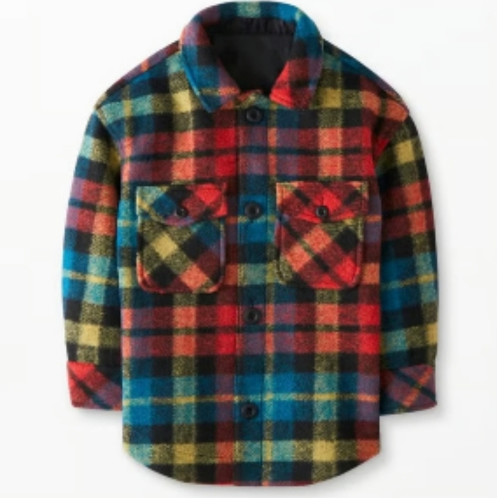 Hanna Andersson Plaid Jacket Faux Wool Size 5  110 cm